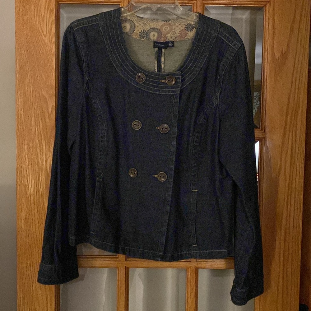 Sonoma XL Double Breasted Denim Jacket Dark Wash Belted Back Womens - Picture 2 of 11